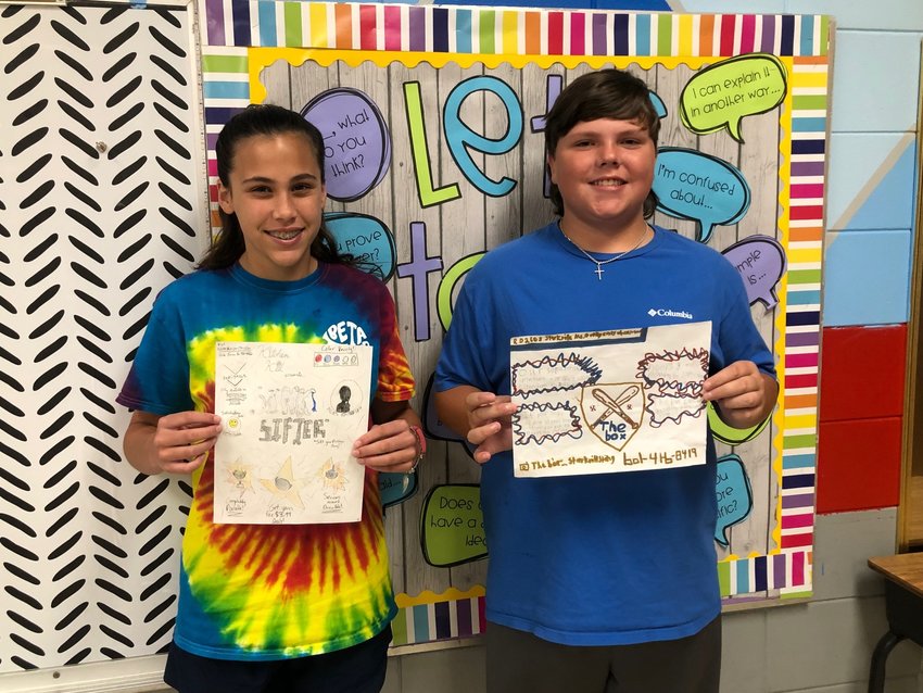 Fifth graders Braelyn Singleton and Britt Cumberland recently pitched their business ventures to local “Sharks,” inspired by the hit reality TV show “Shark Tank.” Singleton came up with a sink sifter and Cumberland had a monthly subscription box and baseball lessons.